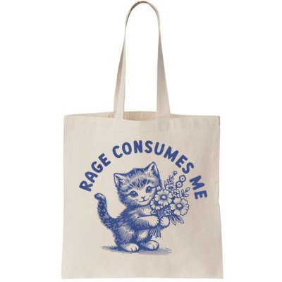 Rage Consumes Me Cat Flower Cute Kitty Cat Meme Bag
