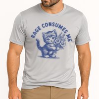 Rage Consumes Me Cat Flower Cute Kitty Cat Meme Cooling Performance Crew T-Shirt