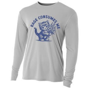 Rage Consumes Me Cat Flower Cute Kitty Cat Meme Cooling Performance Long Sleeve Crew