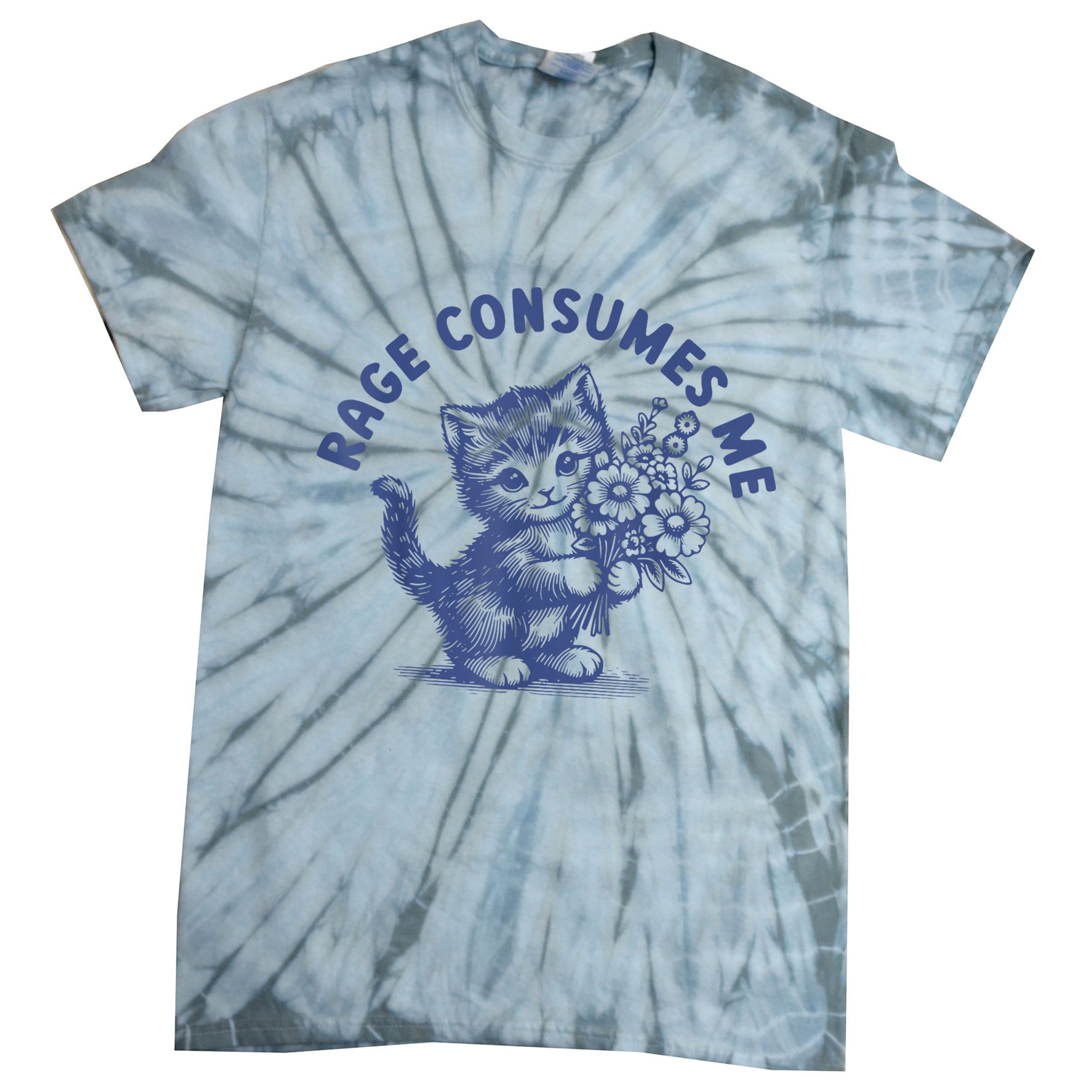 Rage Consumes Me Cat Flower Cute Kitty Cat Meme Tie-Dye T-Shirt