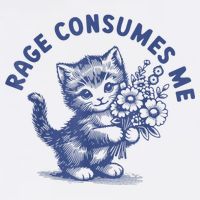Rage Consumes Me Cat Flower Cute Kitty Cat Meme Hoodie