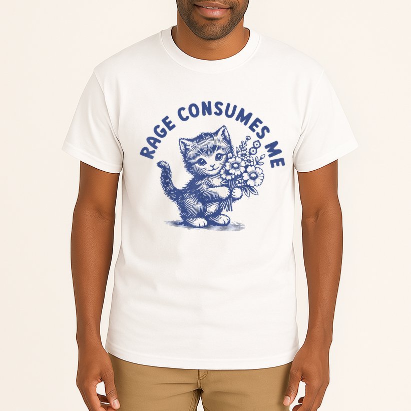 Rage Consumes Me Cat Flower Cute Kitty Cat Meme Tall T-Shirt