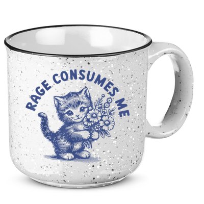 Rage Consumes Me Cat Flower Cute Kitty Cat Meme 15oz Campfire Ceramic Mug