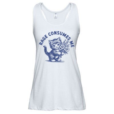 Rage Consumes Me Cat Flower Cute Kitty Cat Meme Ladies Essential Flowy Tank
