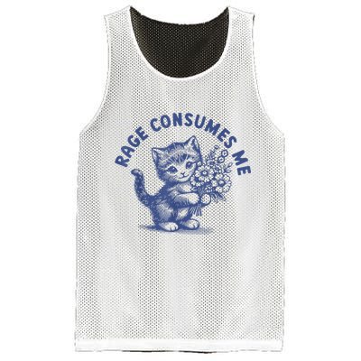 Rage Consumes Me Cat Flower Cute Kitty Cat Meme Mesh Reversible Basketball Jersey Tank