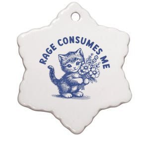 Rage Consumes Me Cat Flower Cute Kitty Cat Meme Ceramic Star Ornament