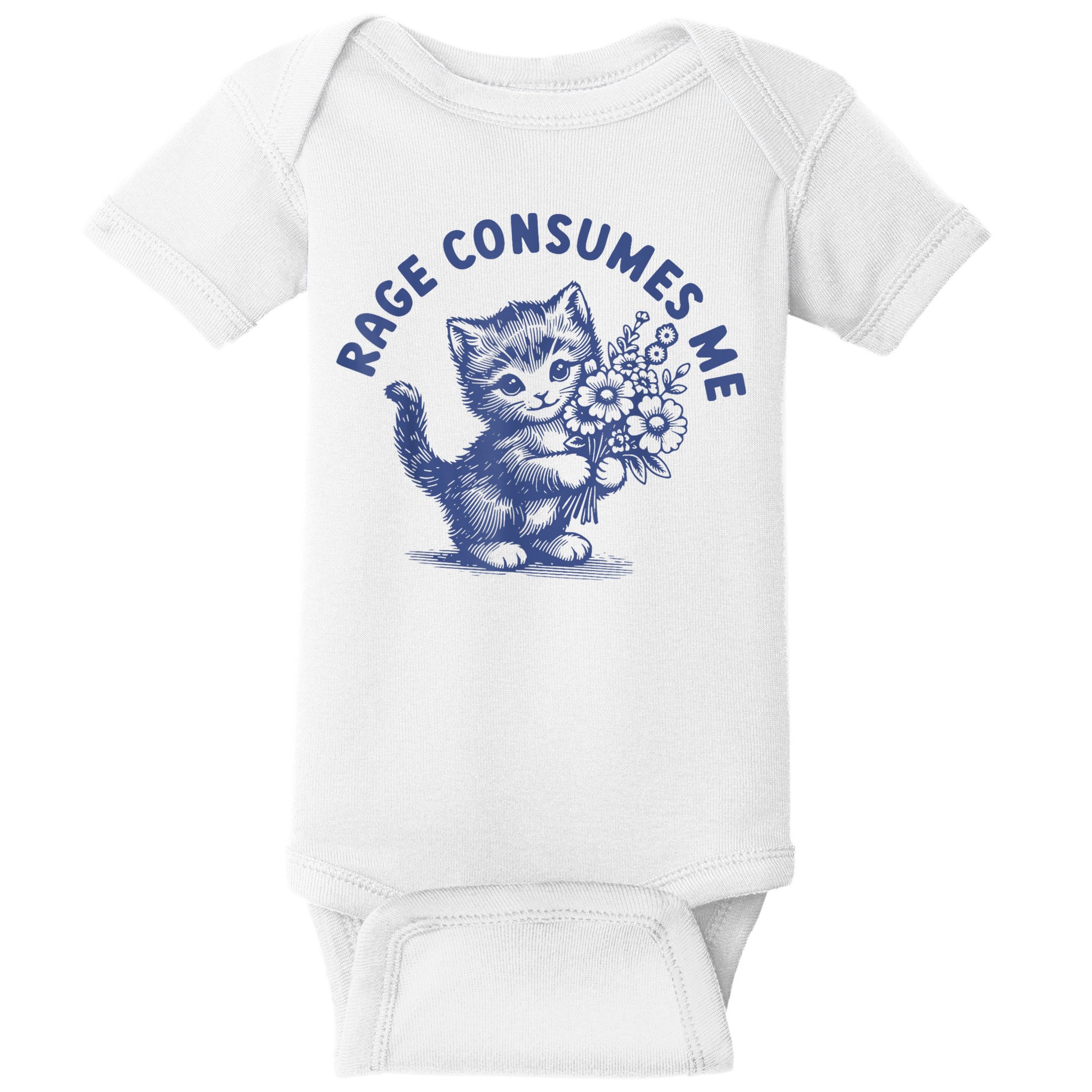 Rage Consumes Me Cat Flower Cute Kitty Cat Meme Baby Bodysuit