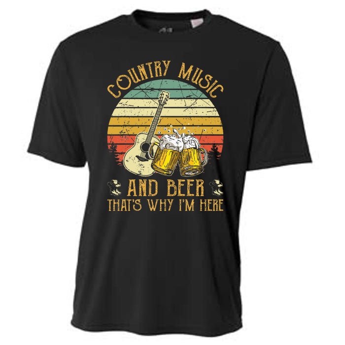 Retro Country Music And Beer ThatS Why IM Here Vintage Cooling Performance Crew T-Shirt