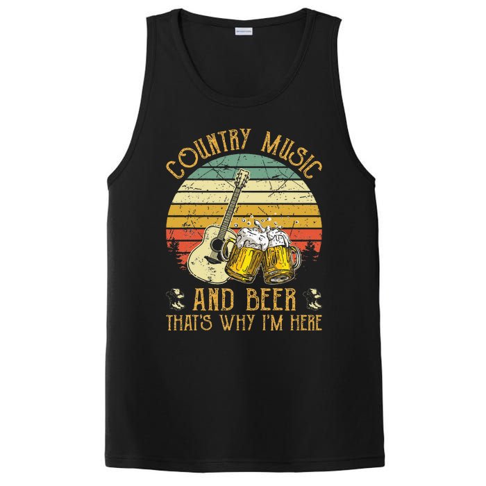 Retro Country Music And Beer ThatS Why IM Here Vintage PosiCharge Competitor Tank