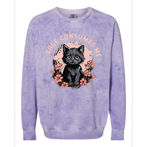 Rage Consumes Me Cat Flower Cute Kitty Cat Meme Colorblast Crewneck Sweatshirt