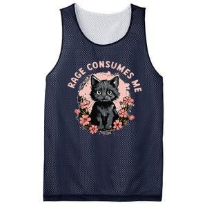 Rage Consumes Me Cat Flower Cute Kitty Cat Meme Mesh Reversible Basketball Jersey Tank