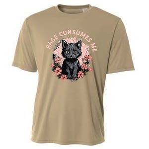 Rage Consumes Me Cat Flower Cute Kitty Cat Meme Cooling Performance Crew T-Shirt