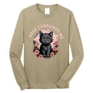 Rage Consumes Me Cat Flower Cute Kitty Cat Meme Long Sleeve Shirt