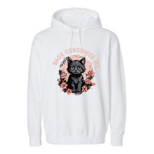 Rage Consumes Me Cat Flower Cute Kitty Cat Meme Garment-Dyed Fleece Hoodie