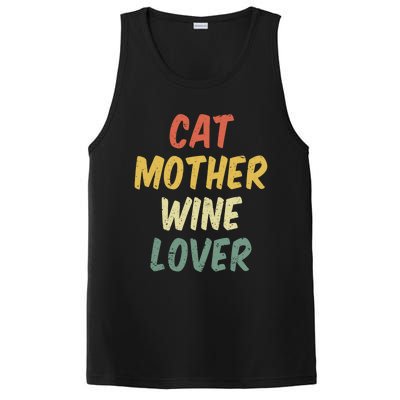 Retro Cat Mother Wine Lover Funny Pet Cat Lover Mother's Day Gift PosiCharge Competitor Tank