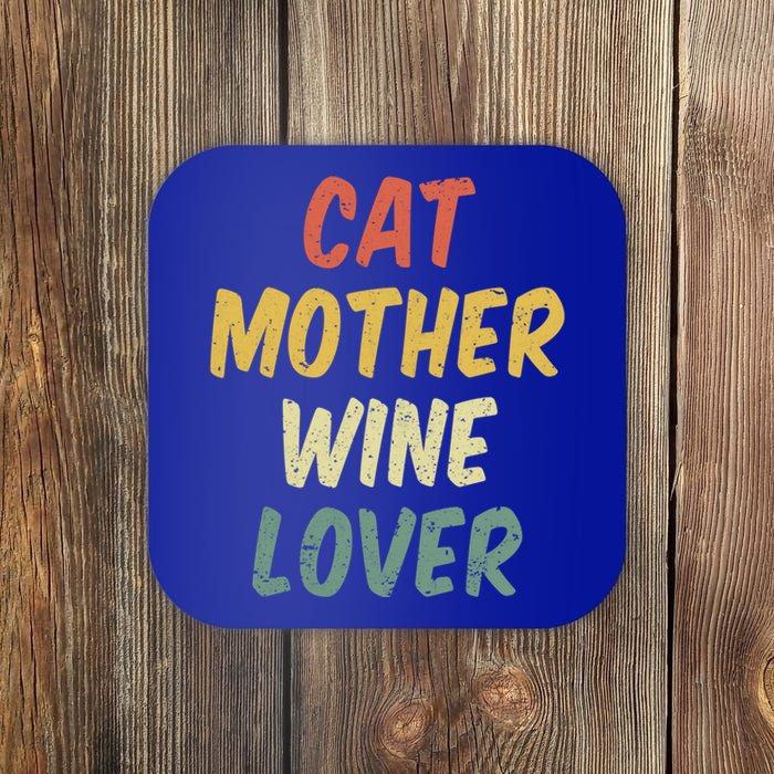 Retro Cat Mother Wine Lover Funny Pet Cat Lover Mother's Day Gift Coaster