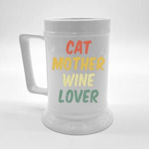 Retro Cat Mother Wine Lover Funny Pet Cat Lover Mother's Day Gift Beer Stein