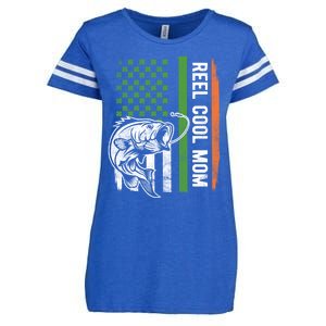 Reel Cool Mom St Patrick's Day Irish American Flag Gift Meaningful Gift Enza Ladies Jersey Football T-Shirt