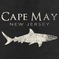 Retro Cape May Nj Shark 7 Panel Mesh Trucker Snapback Hat