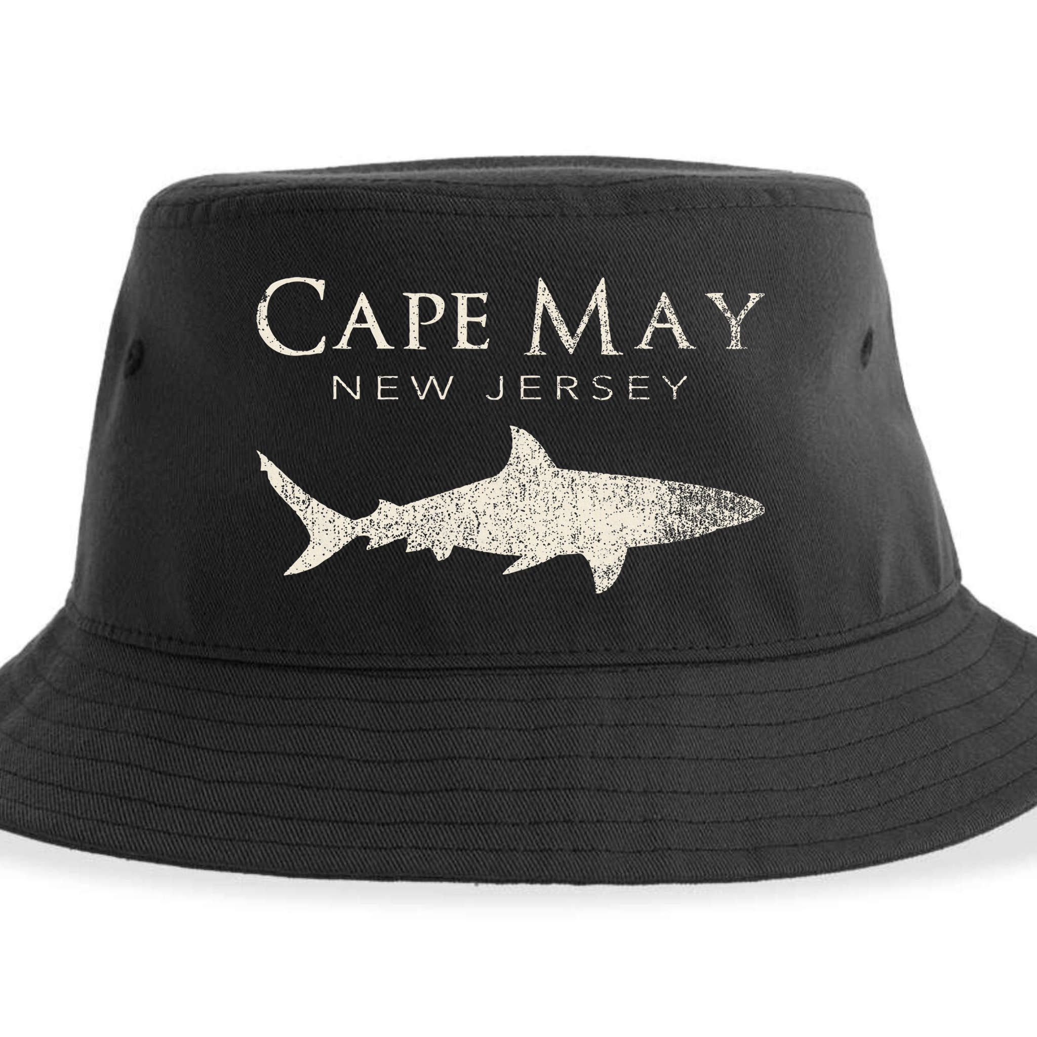 Retro Cape May Nj Shark Sustainable Bucket Hat