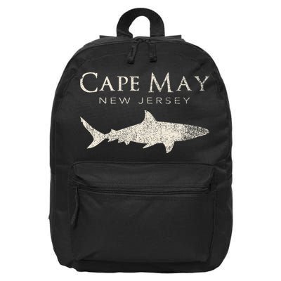 Retro Cape May Nj Shark 16 in Basic Backpack