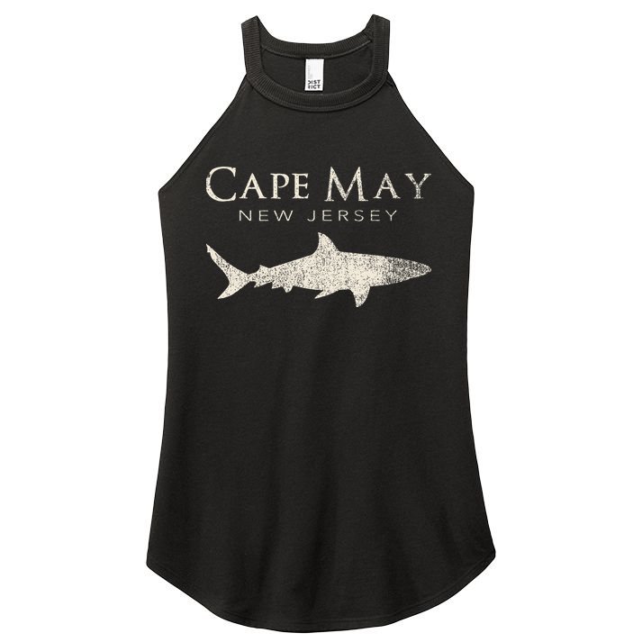 Retro Cape May Nj Shark Women's Perfect Tri Rocker Tank