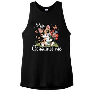 Rage Consumes Me Cat Flower Cute Kitty Cat Meme Ladies PosiCharge Tri-Blend Wicking Tank