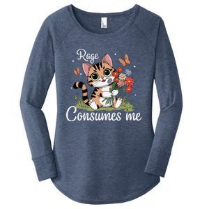 Rage Consumes Me Cat Flower Cute Kitty Cat Meme Women's Perfect Tri Tunic Long Sleeve Shirt