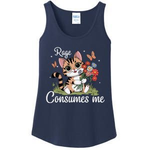 Rage Consumes Me Cat Flower Cute Kitty Cat Meme Ladies Essential Tank