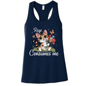 Rage Consumes Me Cat Flower Cute Kitty Cat Meme Women's Racerback Tank