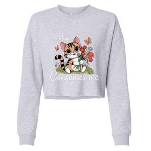 Rage Consumes Me Cat Flower Cute Kitty Cat Meme Cropped Pullover Crew