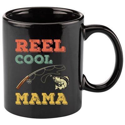 Reel Cool Mama Fisher Walleye Fishing Gift Fish Mom Cute Gift 11oz C Handle Ceramic Mug