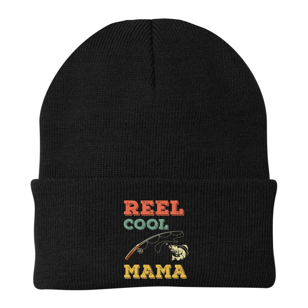 Reel Cool Mama Fisher Walleye Fishing Gift Fish Mom Cute Gift Beanie
