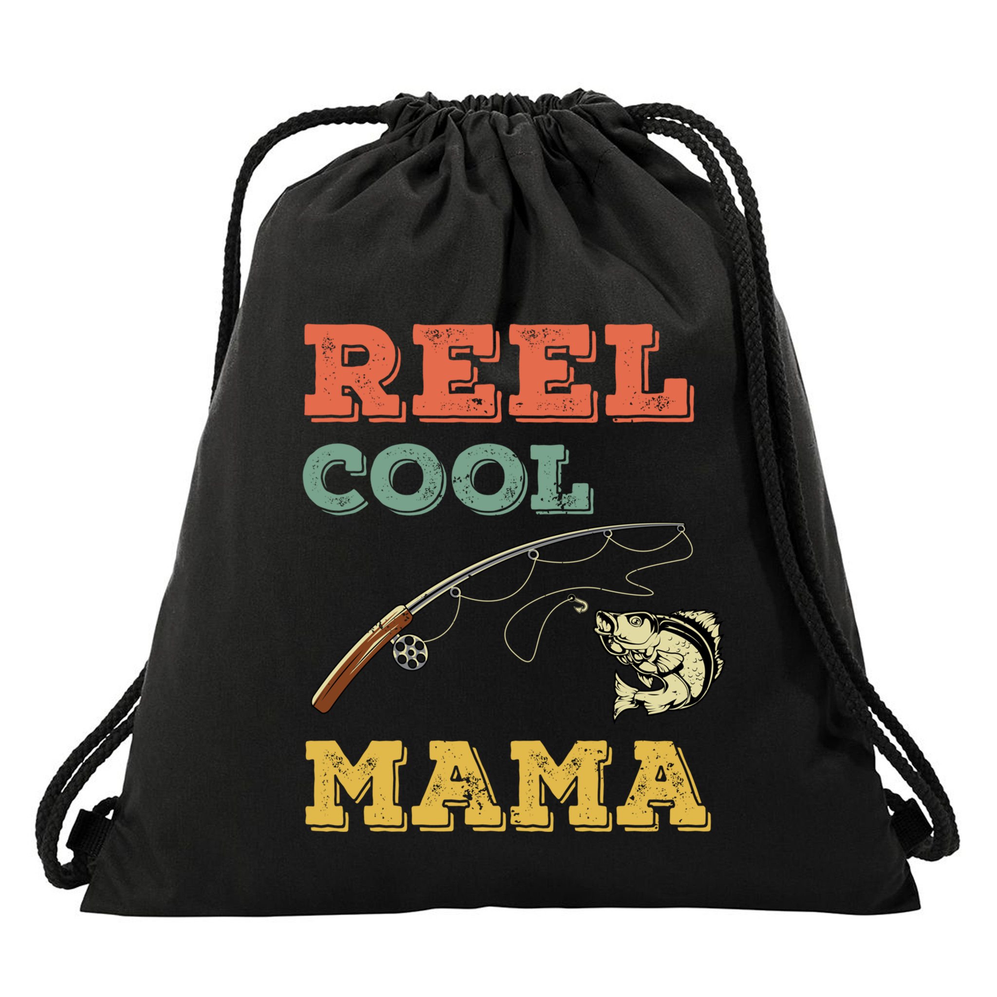 Reel Cool Mama Fisher Walleye Fishing Gift Fish Mom Cute Gift Drawstring Bag