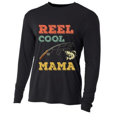 Reel Cool Mama Fisher Walleye Fishing Gift Fish Mom Cute Gift Cooling Performance Long Sleeve Crew