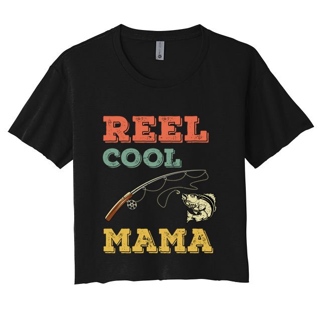 Reel Cool Mama Fisher Walleye Fishing Gift Fish Mom Cute Gift Crop Top