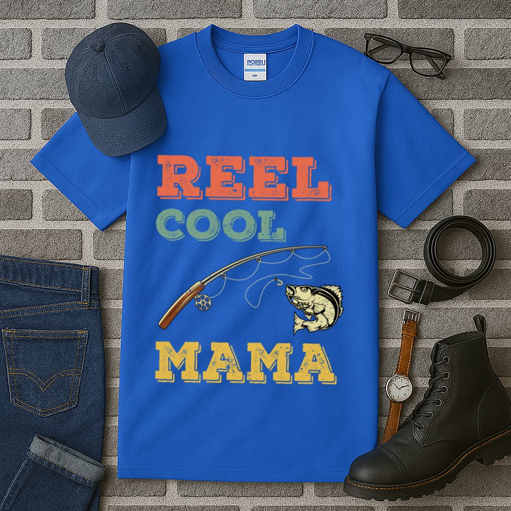 Reel Cool Mama Fisher Walleye Fishing Gift Fish Mom Cute Gift Tall T-Shirt