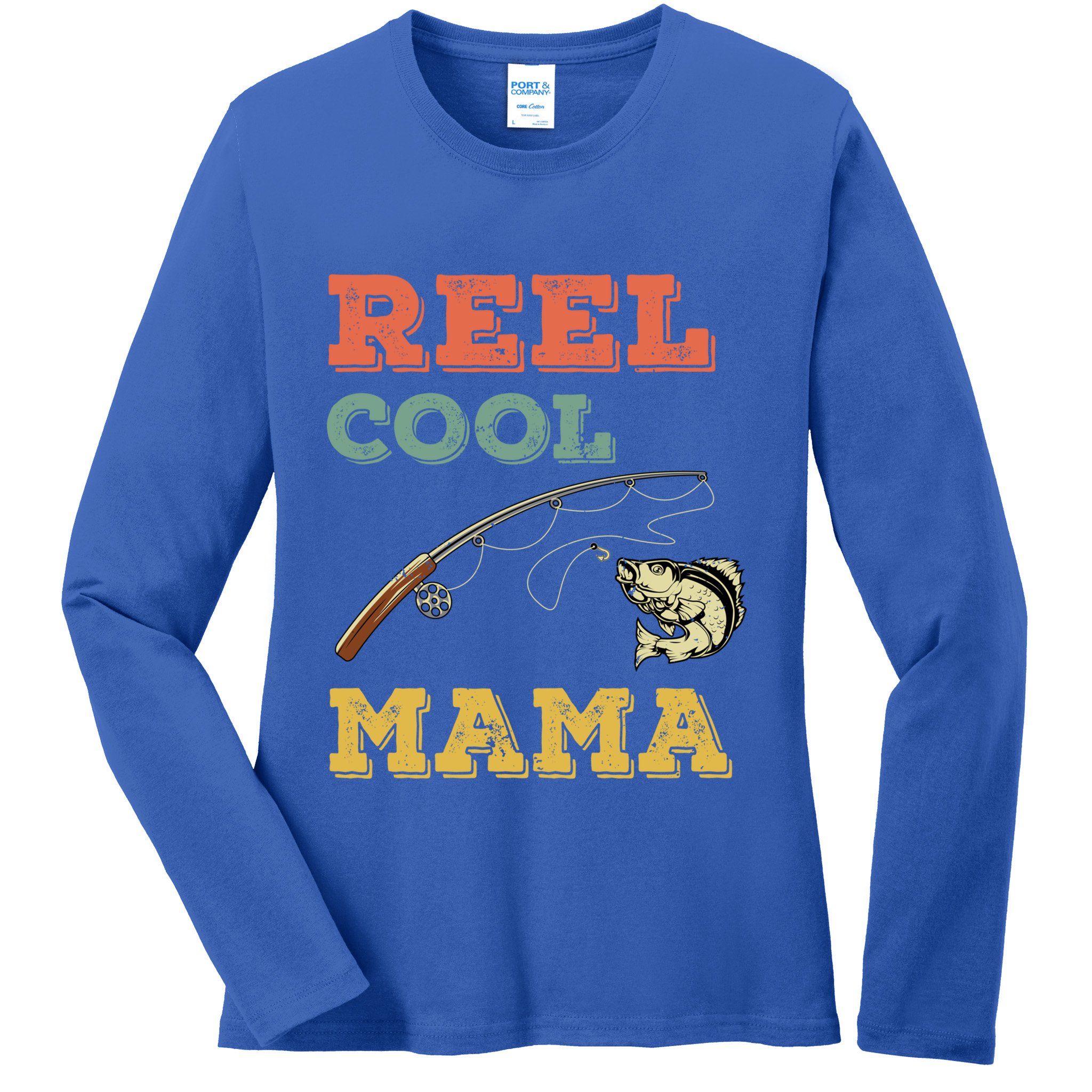 Reel Cool Mama Fisher Walleye Fishing Gift Fish Mom Cute Gift Ladies Long Sleeve Shirt
