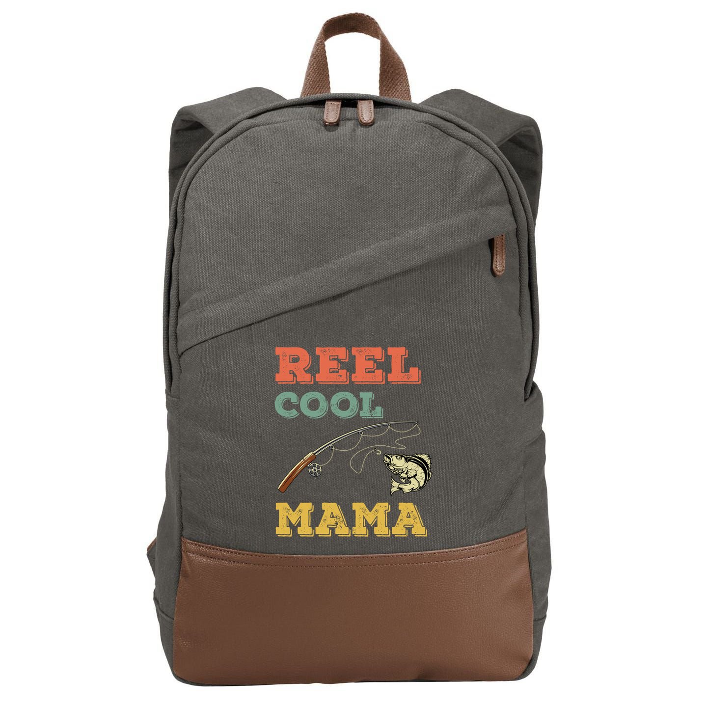 Reel Cool Mama Fisher Walleye Fishing Gift Fish Mom Cute Gift Cotton Canvas Backpack
