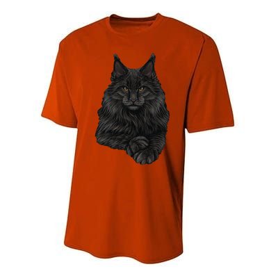 Realistic Cute Maine Coon Cat Sitting For Lovers Animals Performance Sprint T-Shirt