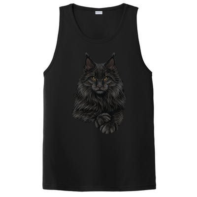 Realistic Cute Maine Coon Cat Sitting For Lovers Animals PosiCharge Competitor Tank