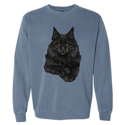 Realistic Cute Maine Coon Cat Sitting For Lovers Animals Garment-Dyed Sweatshirt