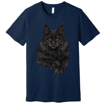 Realistic Cute Maine Coon Cat Sitting For Lovers Animals Premium T-Shirt