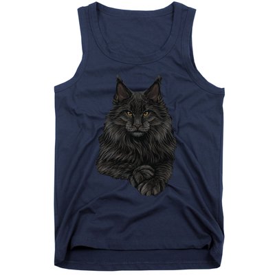 Realistic Cute Maine Coon Cat Sitting For Lovers Animals Tank Top