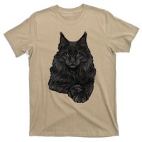 Realistic Cute Maine Coon Cat Sitting For Lovers Animals T-Shirt