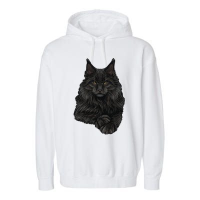 Realistic Cute Maine Coon Cat Sitting For Lovers Animals Garment-Dyed Fleece Hoodie