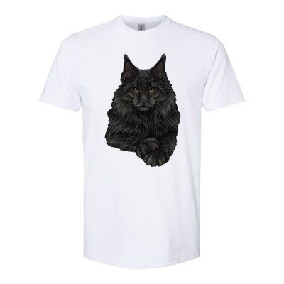 Realistic Cute Maine Coon Cat Sitting For Lovers Animals Softstyle CVC T-Shirt