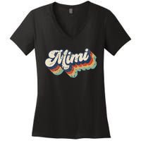 Retro Cute Mimi For Grandma Best Mimi Ever MotherS Day Women's V-Neck T-Shirt