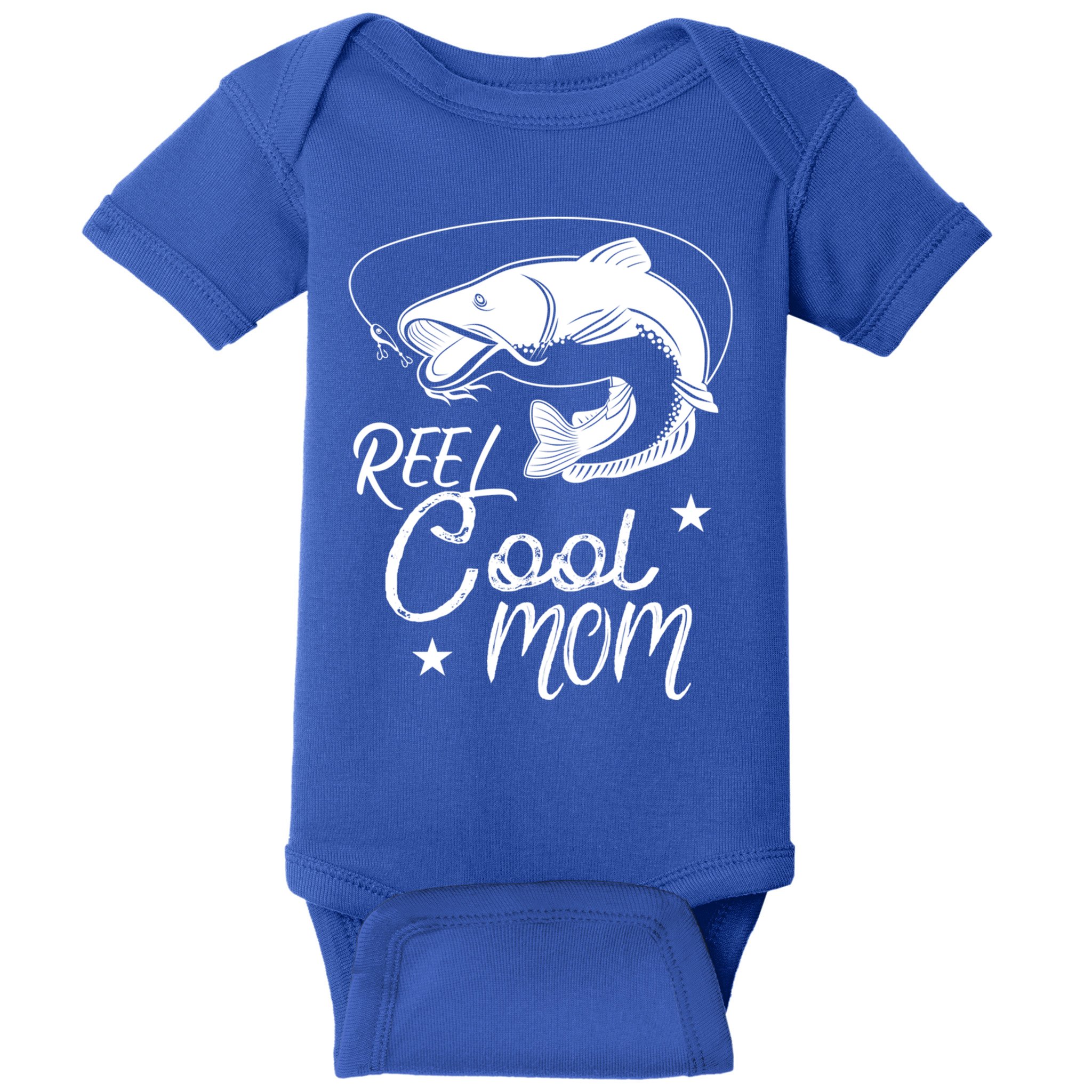 Reel Cool Mom Fathers Day Fishing Mom Cute Gift Baby Bodysuit