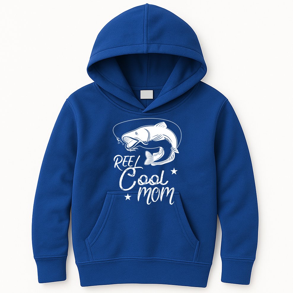 Reel Cool Mom Fathers Day Fishing Mom Cute Gift Kids Hoodie